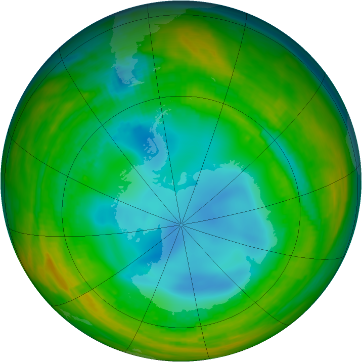 Antarctic ozone map for 28 July 1984
